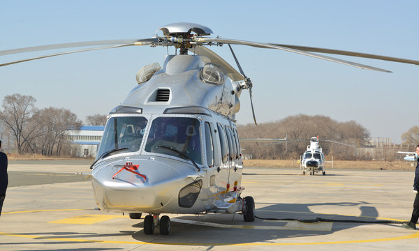 近日，1架AC352和1架AC312E直升機從哈爾濱平房機場轉場建三江濕地機場，分別進行發動機安裝損失試飛和四軸自動飛行控制系統調參試飛。