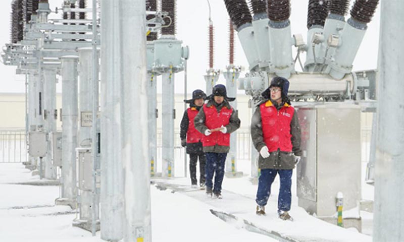 圖為國網蒙東電力共產黨員服務隊對110千伏索倫變電站開展特巡。