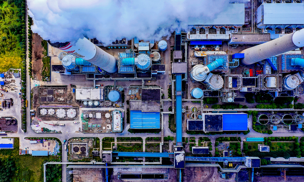 2022年10月12日拍攝的國家能源集團江蘇泰州電廠CCUS項目施工現場。李偲 攝