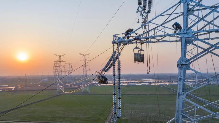 國家電網江蘇宿遷供電公司工作人員在220千伏陸集變電站進行設備消缺工作。