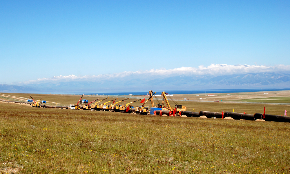 近日拍攝的西氣東輸三線中衛至棗陽段工程建設現場。